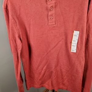 Goodfellow & Co Men's Coral Henley Long Sleeve Shirt